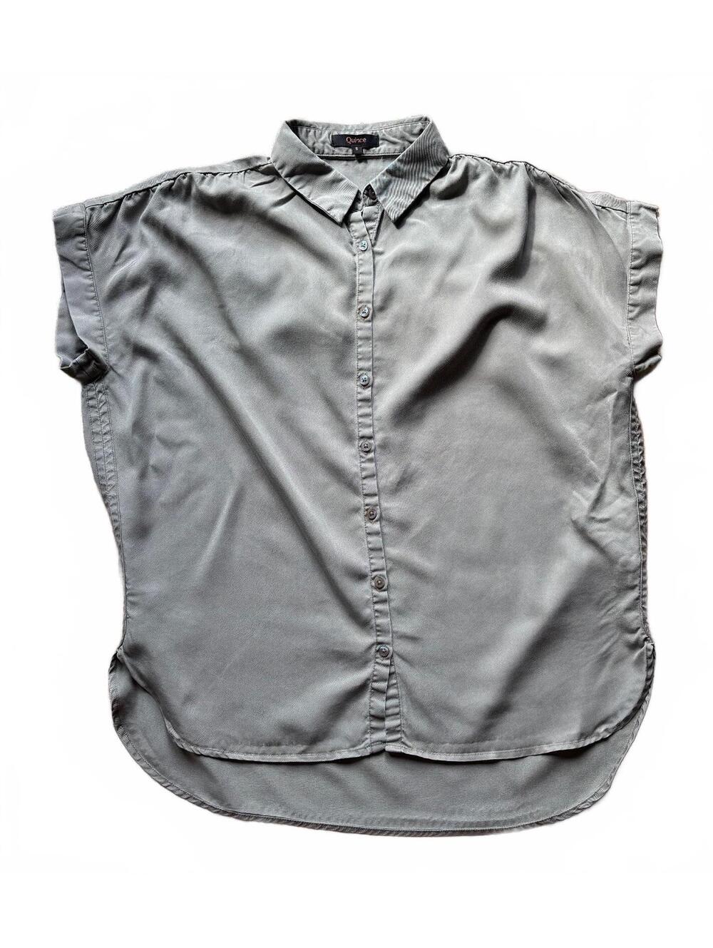 100% Tencel Lyocell earthy green short sleeve top by Quince Size S